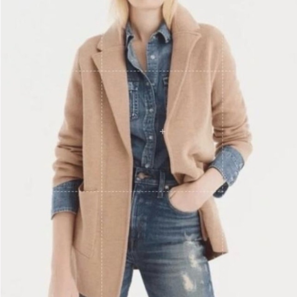 J. Crew 365 Sophie Open Front Cardigan Camel Merino Wool Blend Women’s Medium